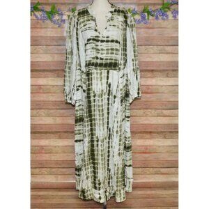 Soft Surroundings Melody Maxi Dress Green Tie Dye Dress Plus Size 1X Boho Casual